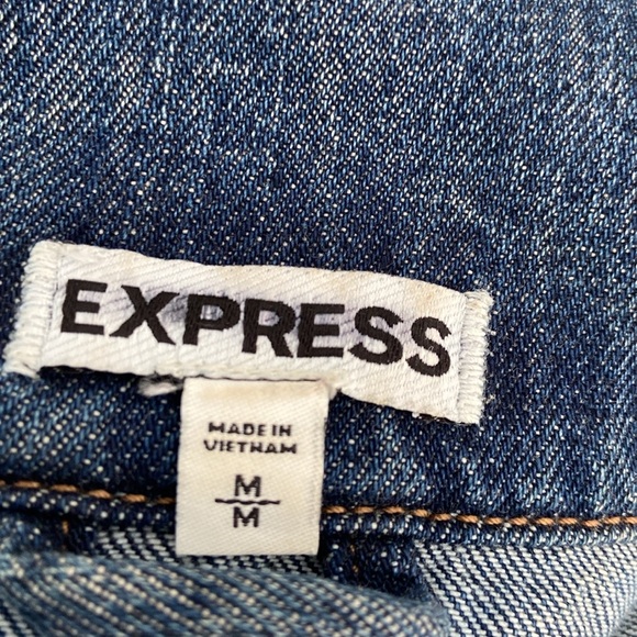 Express Denim Blue Jean Jacket With Copper/Silver Adornments Size M - Picture 6 of 9